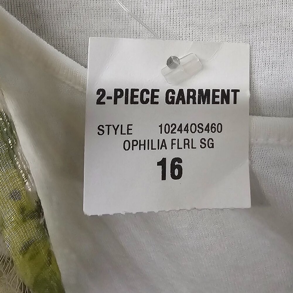 JM Collection Blouse Tank Combo Green Floral Boho Cottage Casual 16 NWT - Picture 7 of 10